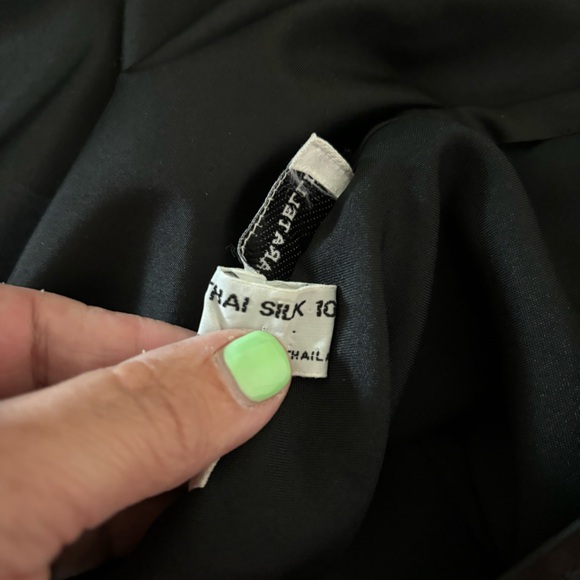 Marisa Baratelli Thai Silk Skirt Full with plaid undercoat and fringe hem - Picture 3 of 6